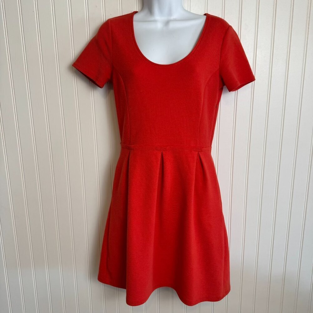 Madewell Red Short Sleeve Scoop Neck Mini Dress